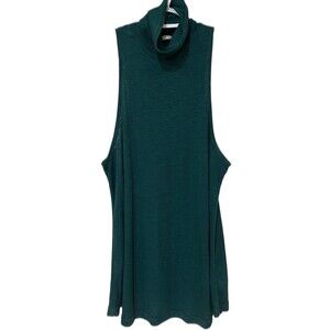 We The Free Emerald Green Turtleneck Sleeveless Swing Style Soft and Stretchy XS
